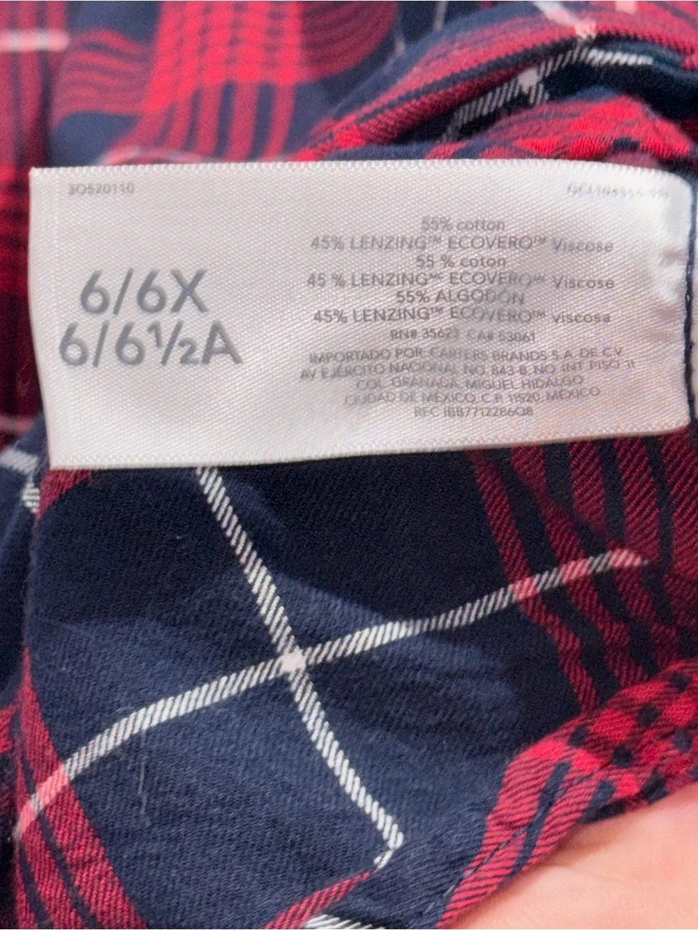OshKosh B'gosh Girls Plaid Shirt Dress Red Navy Blue Size 6/6X EUC